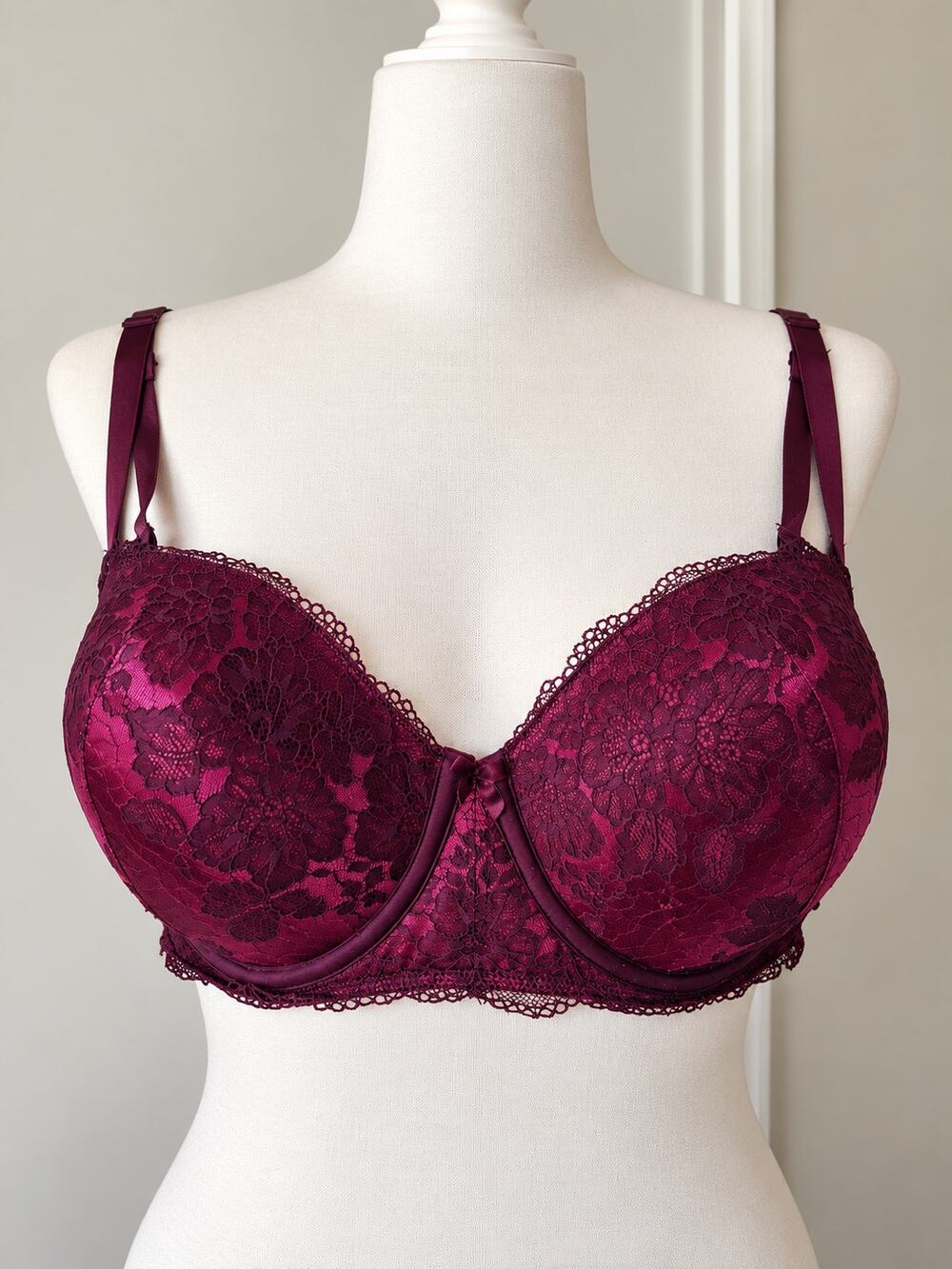 Torrid Ava Lace Plunge Push-Up Bra Deep Purple Plum Underwire Plus Size 42D